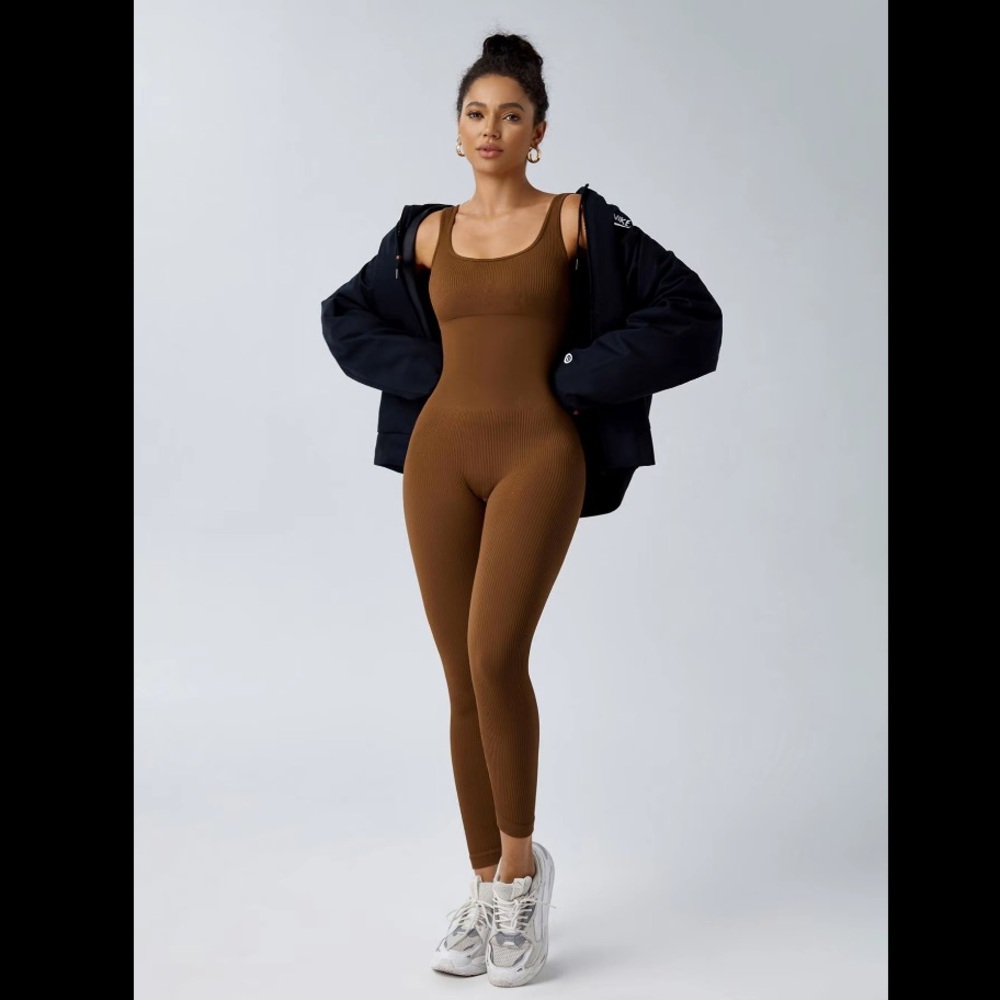 Seamless Tummy Control Ribbed One-Piece Jumpsuit - Picture 7 of 13